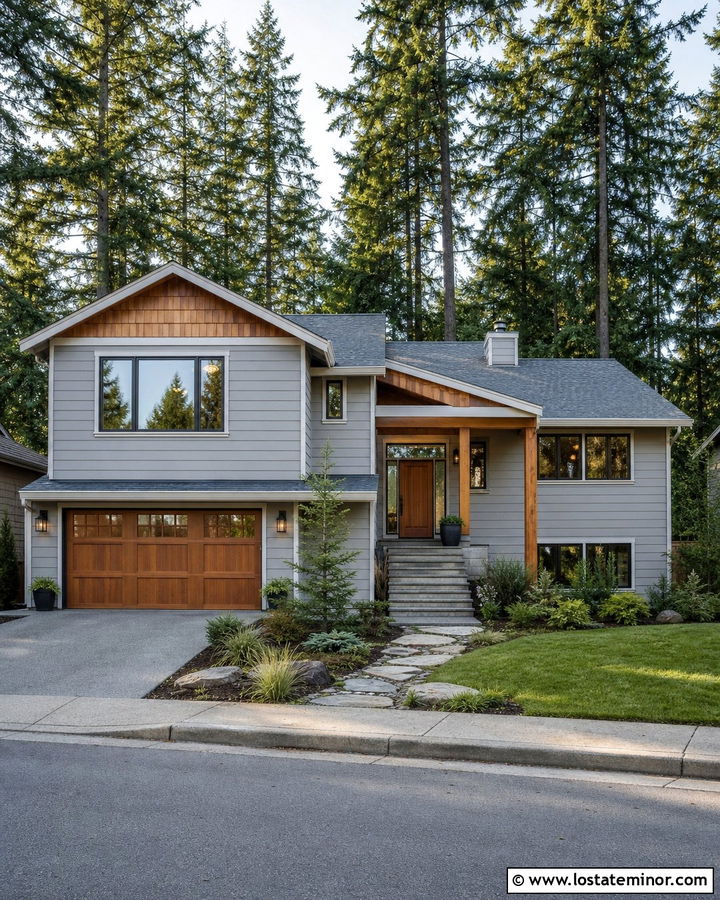 Dove Grey House With Cedar Trim And Gray Roof - 30 Dove Grey House Design With Roof Ideas