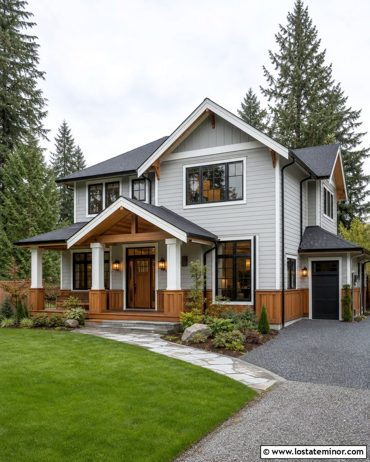Dove Grey House With Cedar Wainscoting - 30 Dove Grey House Design With Wainscoting Ideas