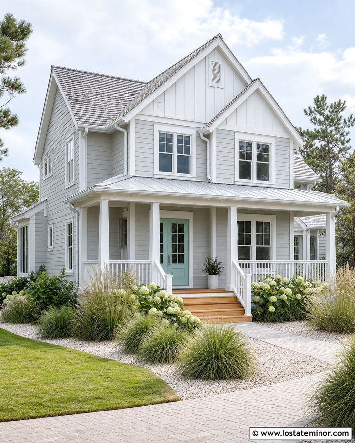 Dove Grey House With Coastal Gables - 30 Dove Grey House Design With Gables Ideas