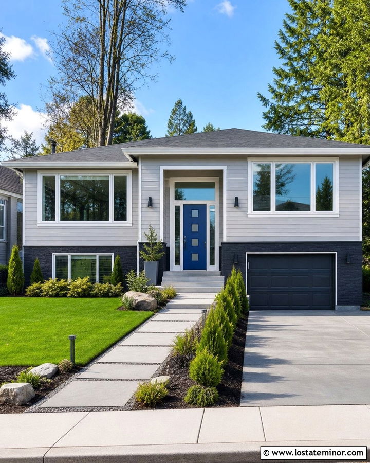 Dove Grey House With Cobalt Blue Front Door - 30 Dove Grey House Design With Front Door Ideas