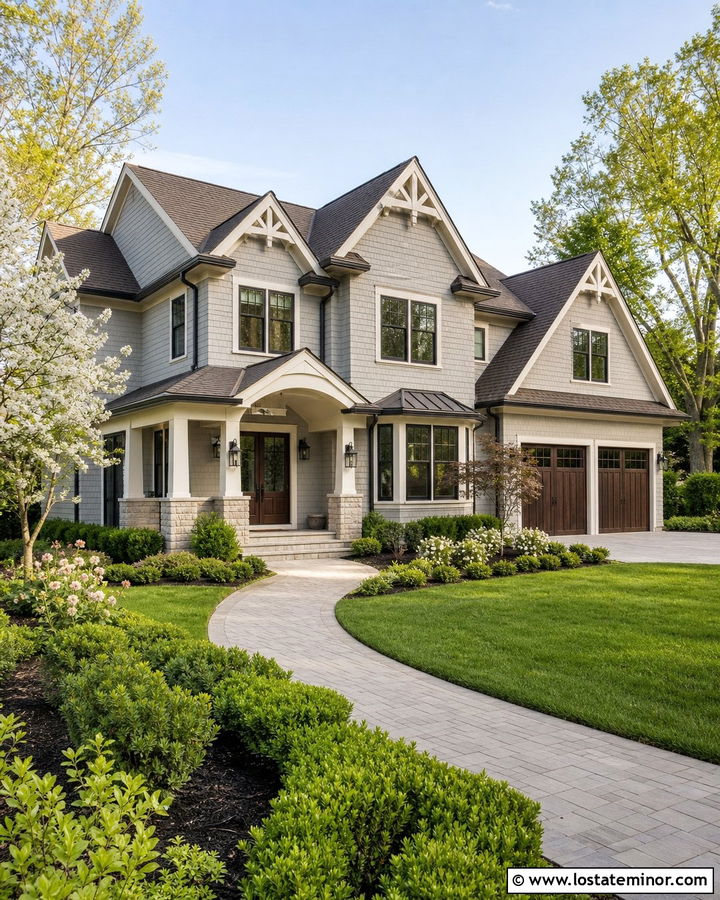 Dove Grey House With Dark Bronze Accents - 30 Dove Grey House Design With Dormers Ideas