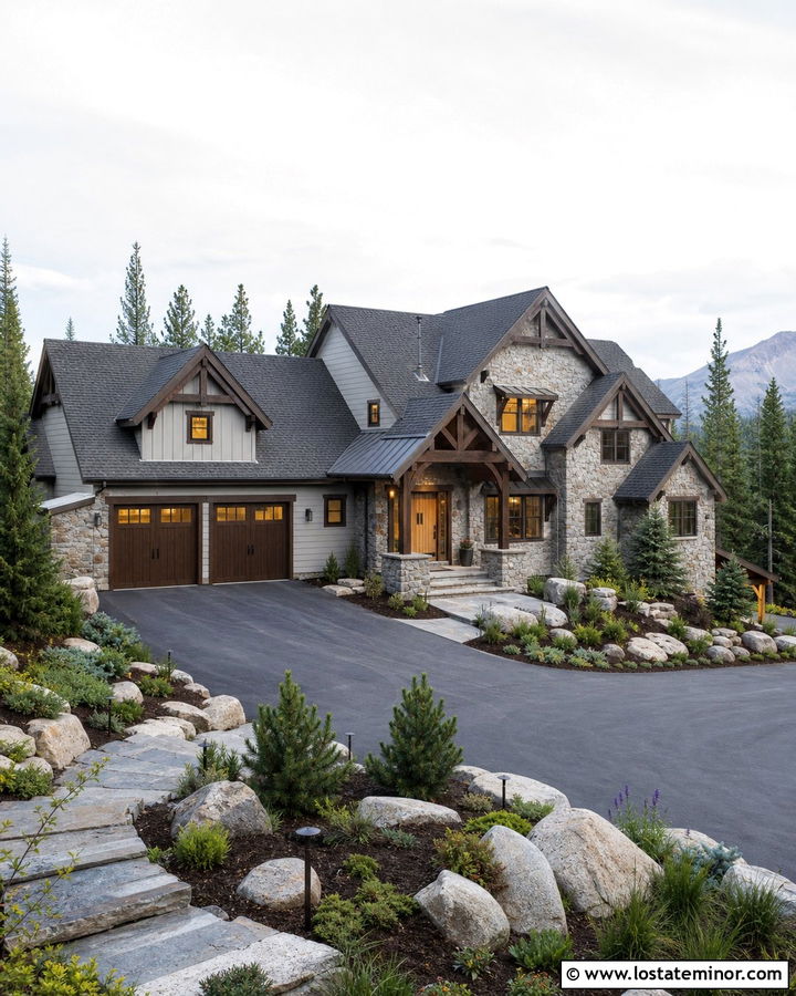 Dove Grey House With Dark Brown Garage Door - 30 Dove Grey House Design With Garage Door Ideas