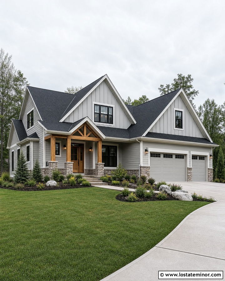Dove Grey House With Dark Gable Roof - 30 Dove Grey House Design With Roof Ideas