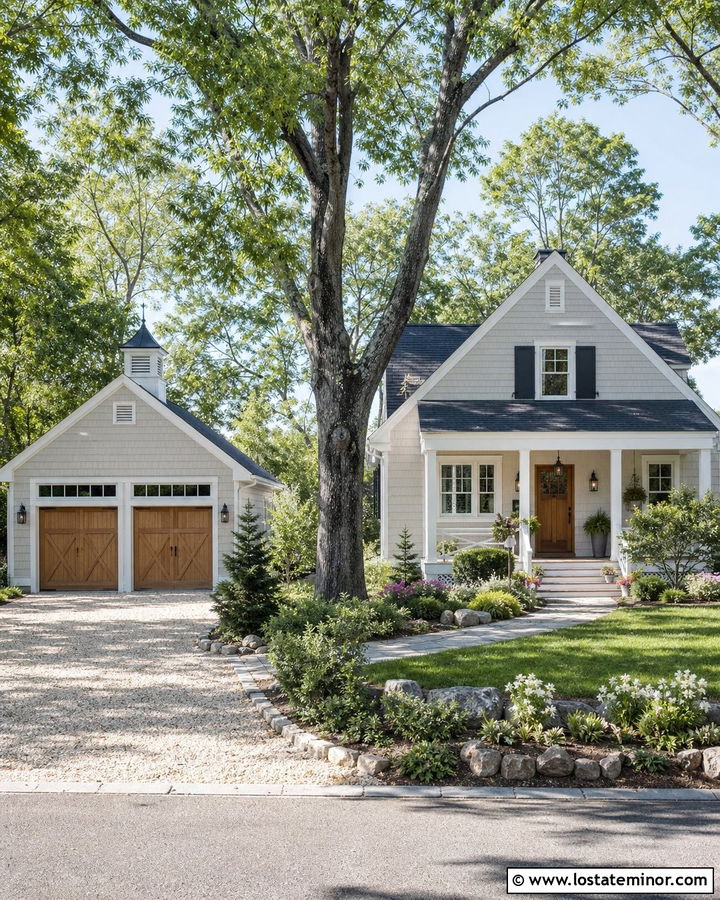 Dove Grey House With Detached Garage - 30 Dove Grey House Design With Garage Door Ideas