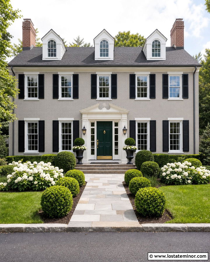 Dove Grey House With Emerald Green Front Door - 30 Dove Grey House Design With Front Door Ideas