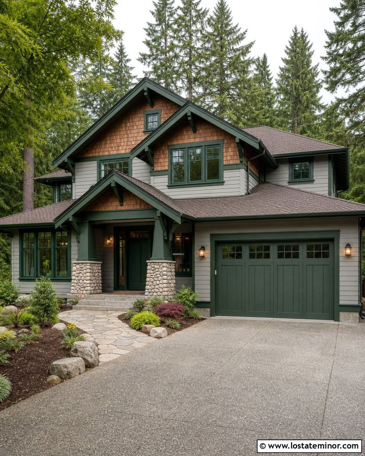 Dove Grey House With Forest Green Trim - 30 Dove Grey House Design With Trim Ideas