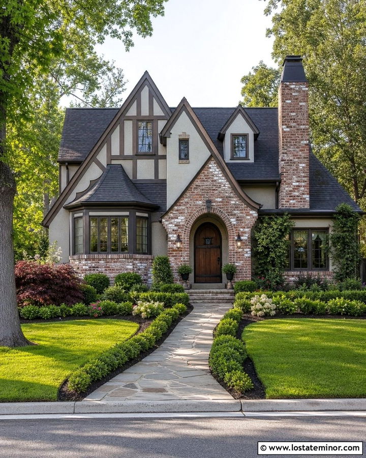 Dove Grey House With German Smear Brick - 30 Dove Grey House Design With Brick Accents Ideas
