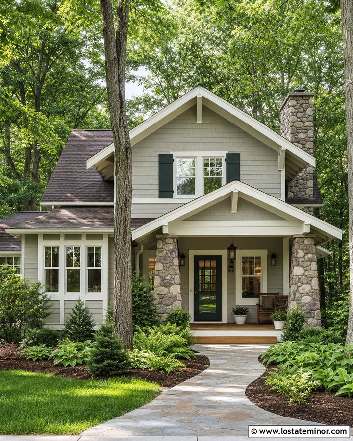 Dove Grey House With Green Storm Door - 30 Dove Grey House Design With Storm Door Ideas