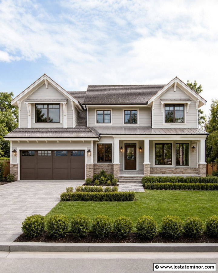 Dove Grey House With Greige Brick Wainscoting - 30 Dove Grey House Design With Wainscoting Ideas