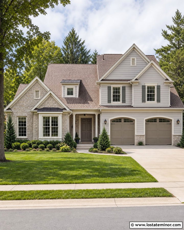 Dove Grey House With Greige Front Door - 30 Dove Grey House Design With Front Door Ideas