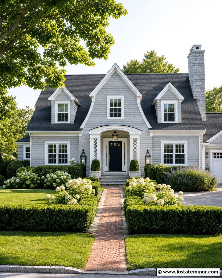 Dove Grey House With Grey Shingle Siding - 30 Dove Grey House Design With Shingles Ideas