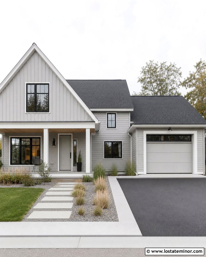 Dove Grey House With Light Gray Front Door - 30 Dove Grey House Design With Front Door Ideas