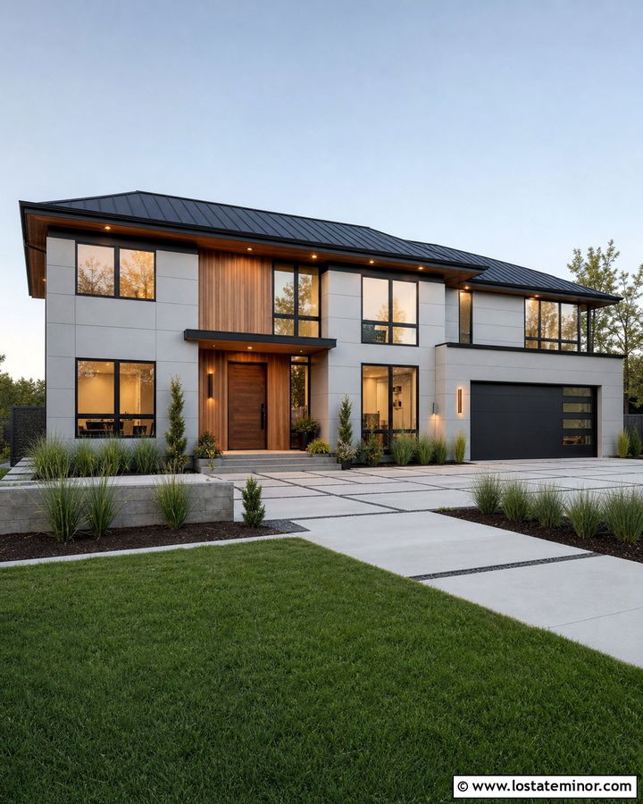 Dove Grey House With Low Slope Roof - 30 Dove Grey House Design With Roof Ideas