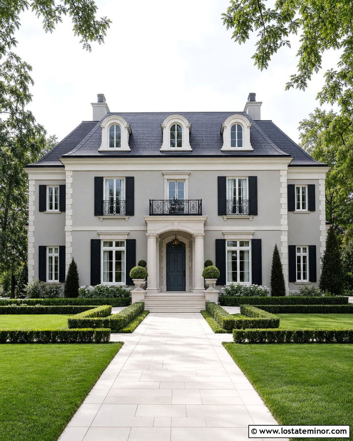 Dove Grey House With Mansard Slate Roof - 30 Dove Grey House Design With Roof Ideas