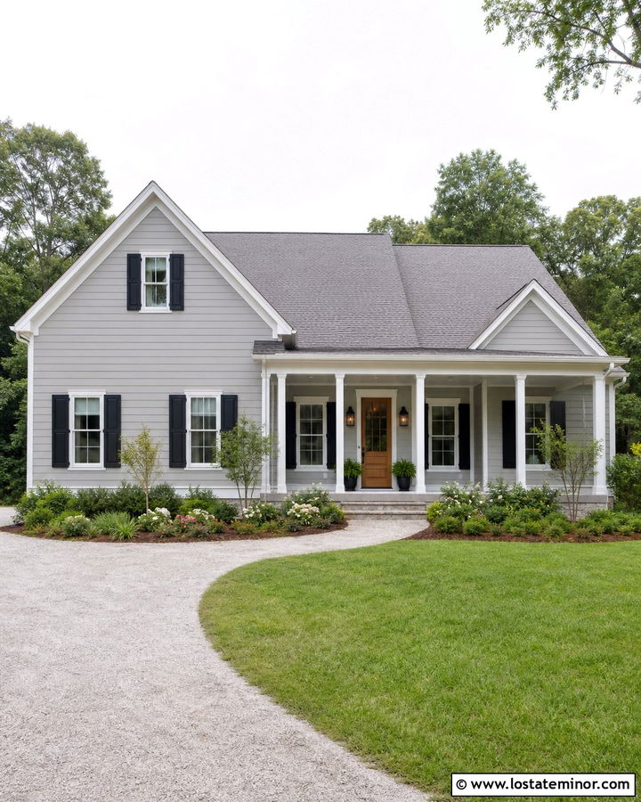 Dove Grey House With Matching Grey Porch Ceiling - 30 Dove Grey House Design With Porch Ceiling Ideas