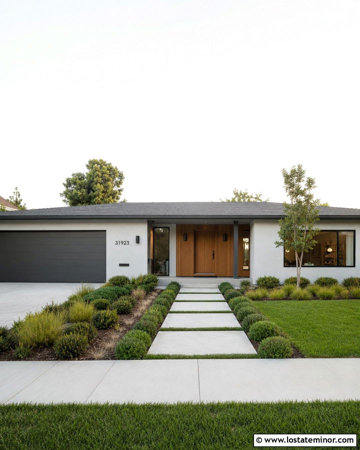Dove Grey House With Mid Century Porch Posts - 30 Dove Grey House Design With Porch Columns Ideas