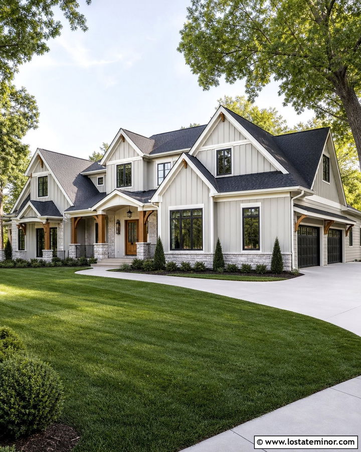 Dove Grey House With Multi Gables - 30 Dove Grey House Design With Gables Ideas
