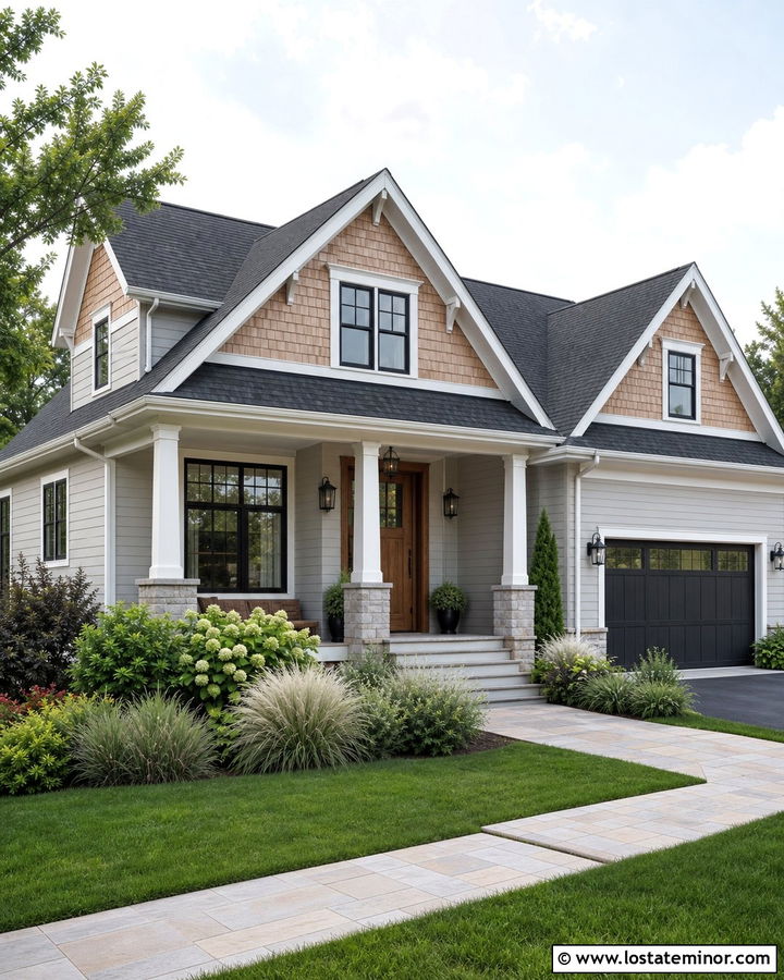Dove Grey House With Natural Cedar Shake Gables - 30 Dove Grey House Design With Cedar Shake Ideas