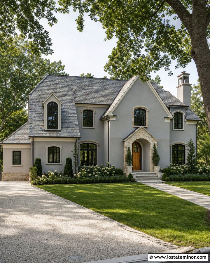 Dove Grey House With Natural Slate Roof - 30 Dove Grey House Design With Roof Ideas