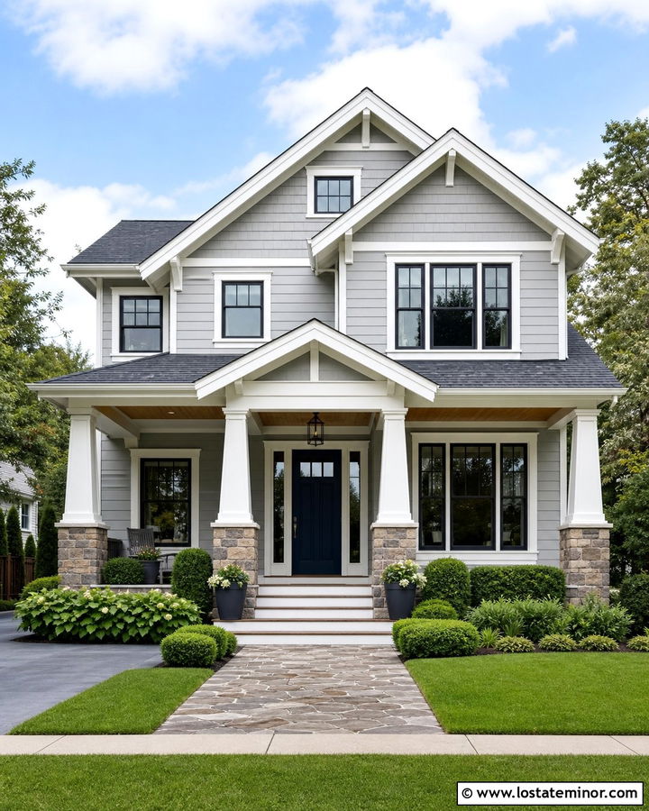 Dove Grey House With Navy Blue Front Door - 30 Dove Grey House Design With Front Door Ideas