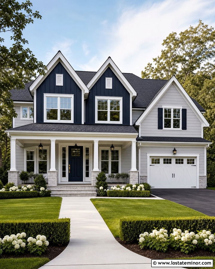 Dove Grey House With Navy Gables - 30 Dove Grey House Design With Gables Ideas