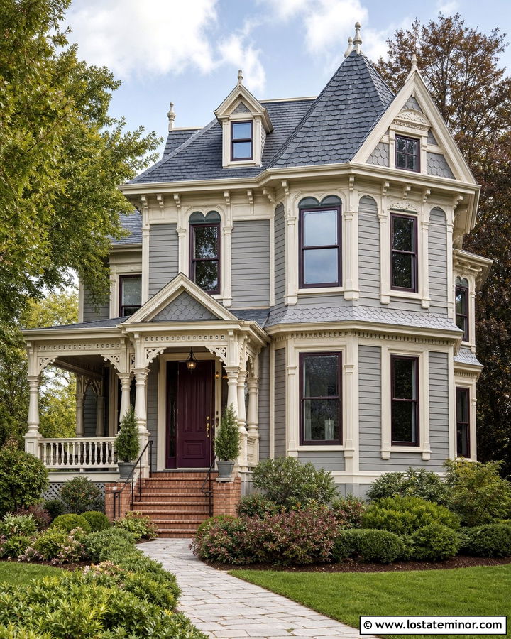 Dove Grey House With Plum Front Door - 30 Dove Grey House Design With Front Door Ideas