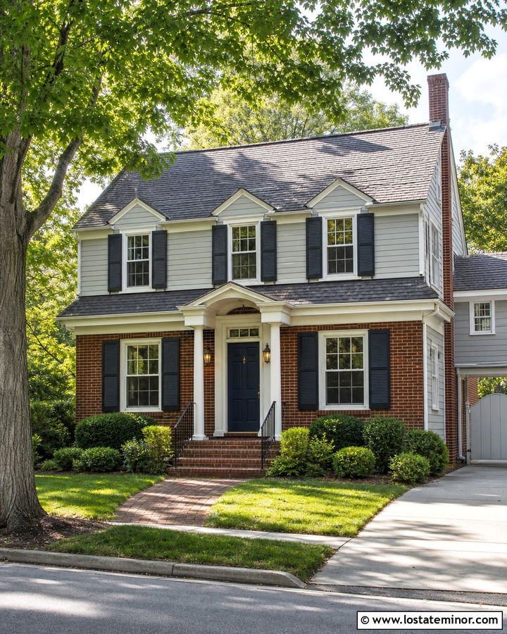 Dove Grey House With Red Brick Accents - 30 Dove Grey House Design With Shingles Ideas