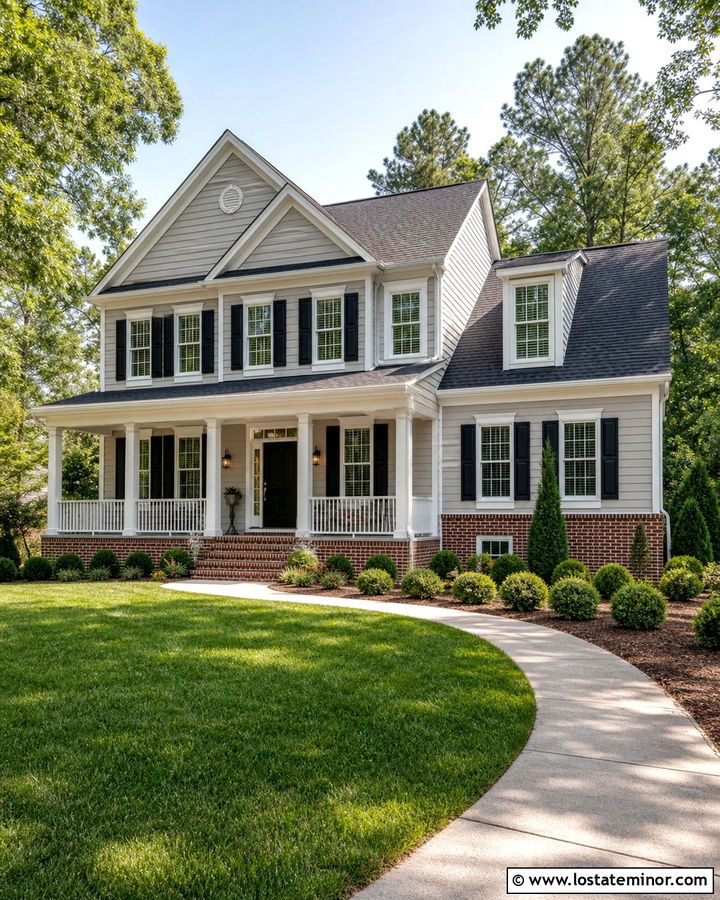 Dove Grey House With Red Brick - 30 Dove Grey House Design With Brick Accents Ideas