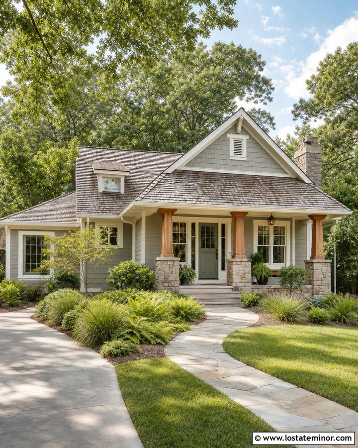 Dove Grey House With Sage Green Front Door - 30 Dove Grey House Design With Shingles Ideas