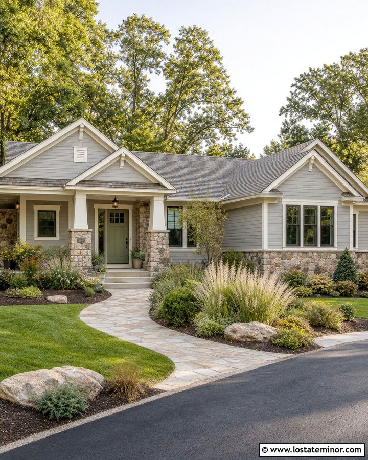 Dove Grey House With Sage Green Front Door - 30 Dove Grey House Design With Front Door Ideas