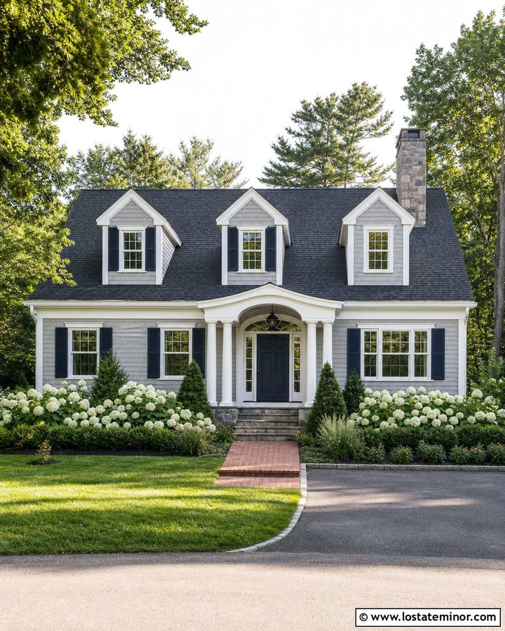 Dove Grey House With Shake Siding Dormers - 30 Dove Grey House Design With Dormers Ideas