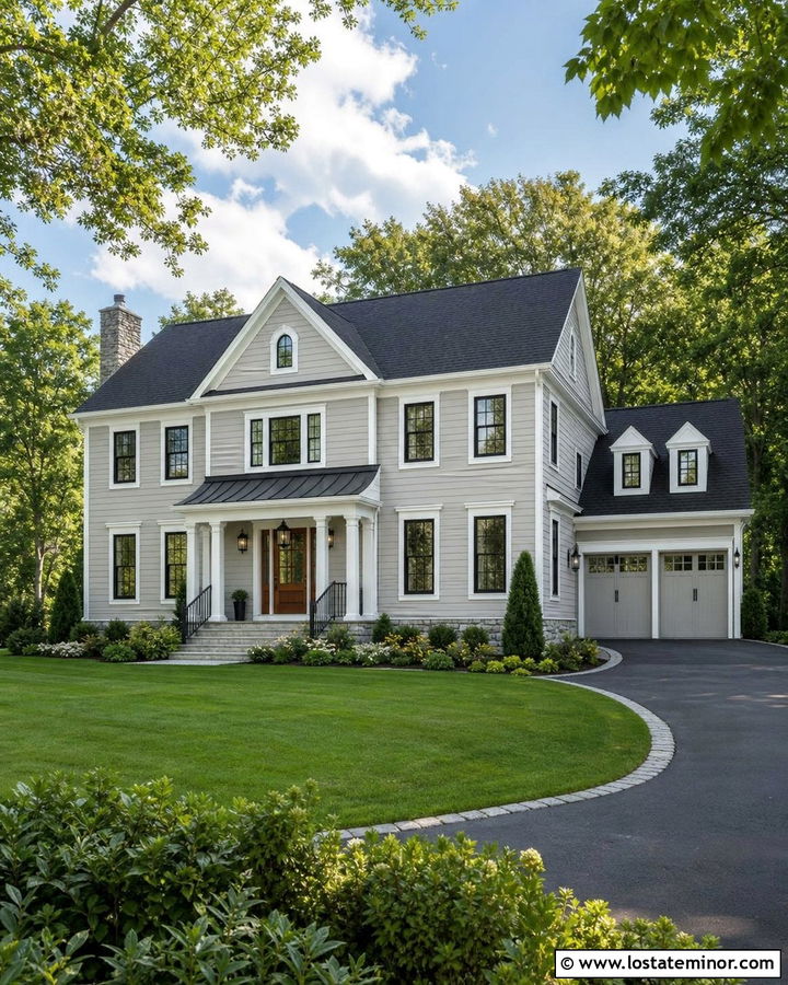 Dove Grey House With Side Entry Garage - 30 Dove Grey House Design With Garage Door Ideas