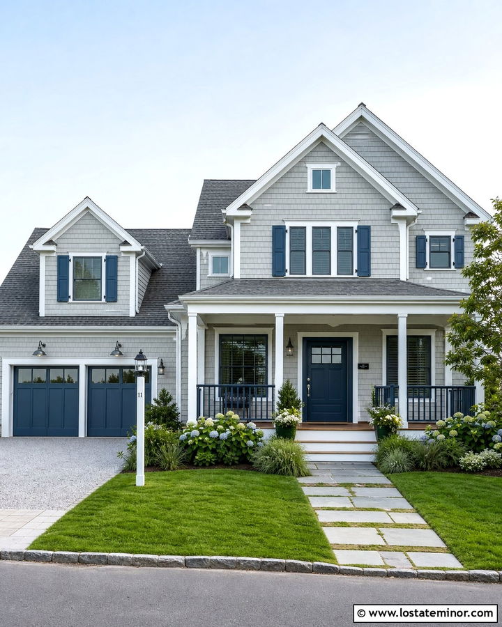 Dove Grey House With Slate Blue Trim - 30 Dove Grey House Design With Trim Ideas