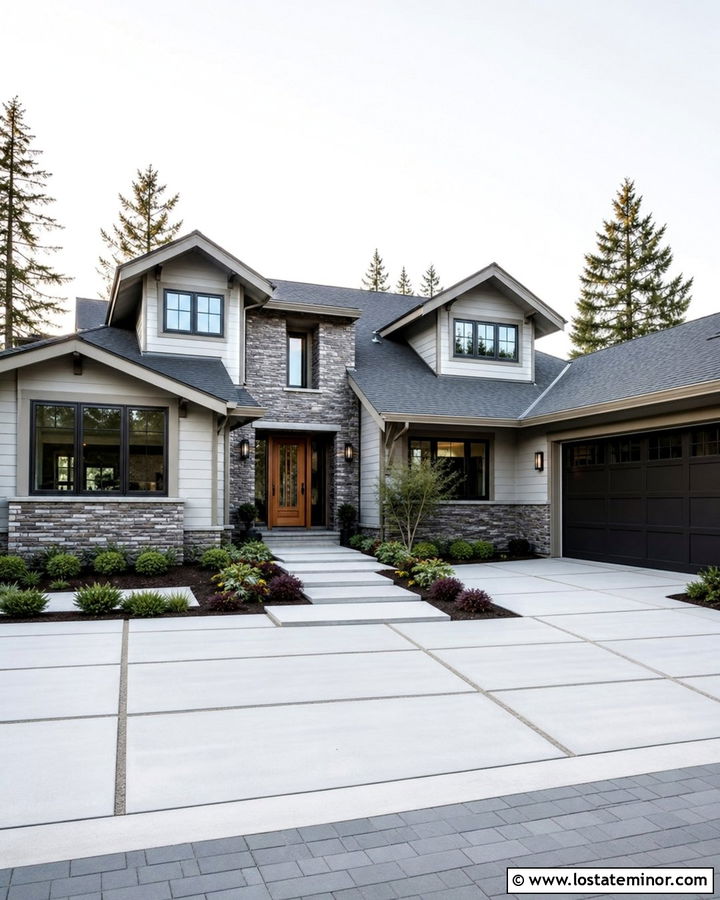 Dove Grey House With Stacked Stone Wainscoting - 30 Dove Grey House Design With Wainscoting Ideas