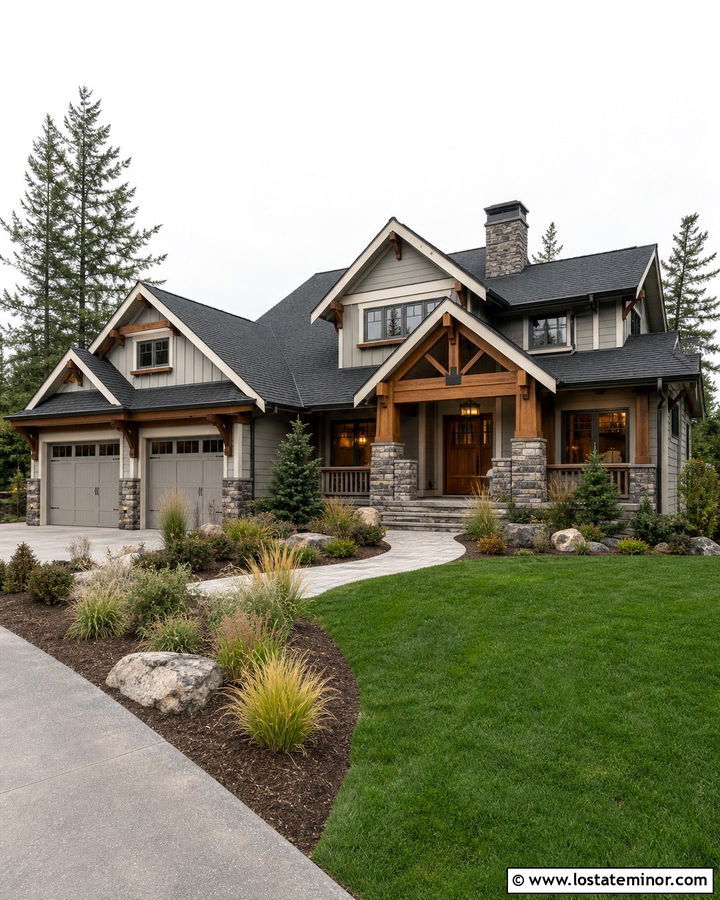 Dove Grey House With Stone And Black Roof - 30 Dove Grey House Design With Roof Ideas