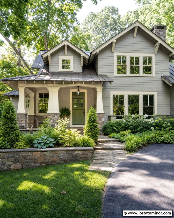 Dove Grey House With Stone Porch And Dutch Door - 30 Dove Grey House Design With Dutch Door Ideas