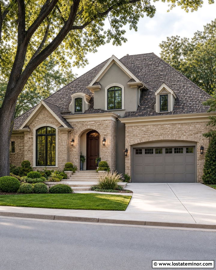 Dove Grey House With Tan Brick - 30 Dove Grey House Design With Brick Accents Ideas