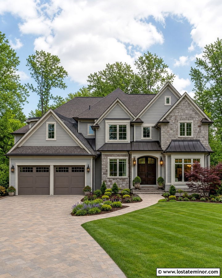 Dove Grey House With Taupe Garage Door - 30 Dove Grey House Design With Garage Door Ideas