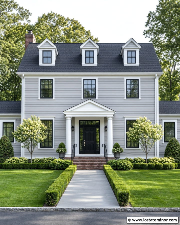 Dove Grey House With Three Symmetrical Dormers - 30 Dove Grey House Design With Dormers Ideas