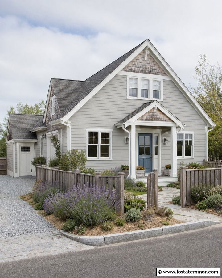 Dove Grey House With Weathered Wood Fence - 30 Dove Grey House Design With Fence Ideas