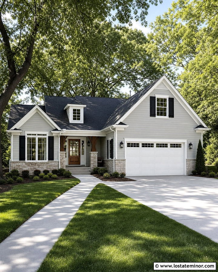 Dove Grey House With White Stone Wainscoting - 30 Dove Grey House Design With Wainscoting Ideas