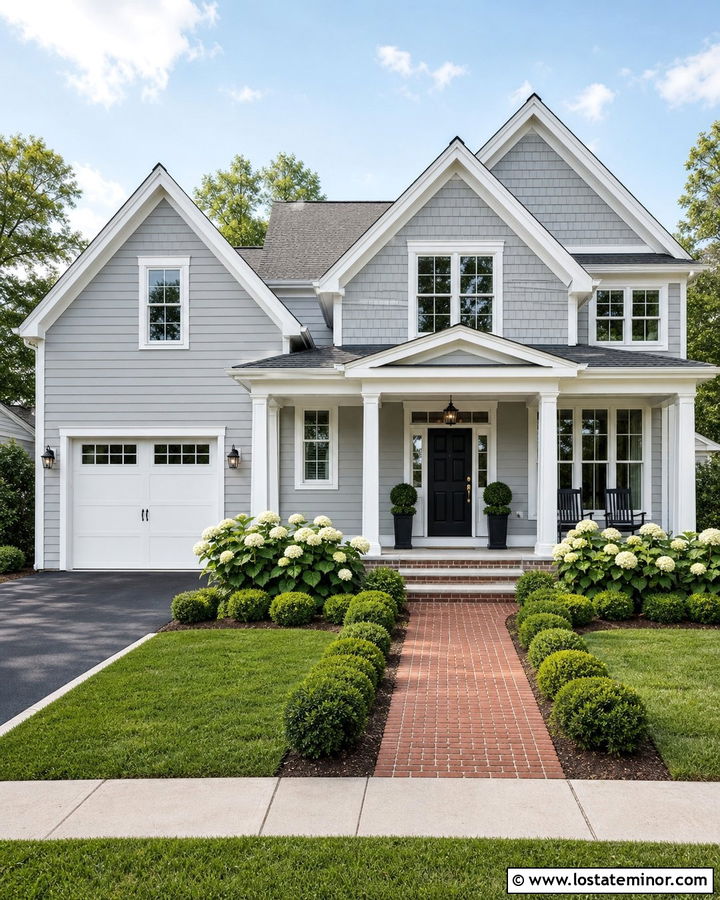 Dove Grey House With White Trim And Grey Shingles - 30 Dove Grey House Design With Shingles Ideas