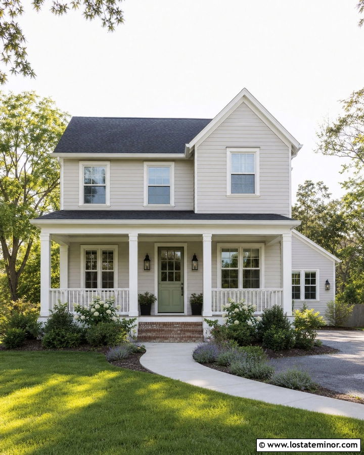Dove Grey House With White Windows And Dutch Door - 30 Dove Grey House Design With Dutch Door Ideas