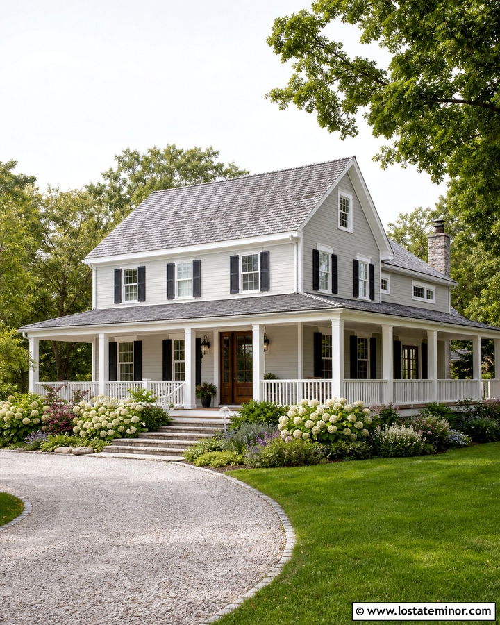 Dove Grey House With Wraparound Porch - 30 Dove Grey House Design With Shingles Ideas