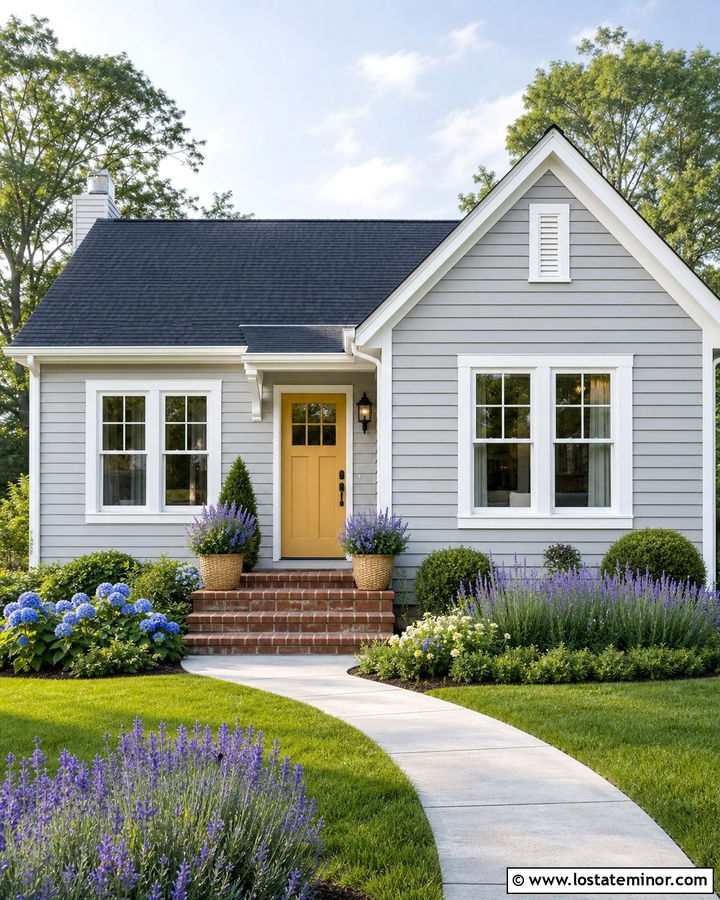 Dove Grey House With Yellow Front Door - 30 Dove Grey House Design With Front Door Ideas