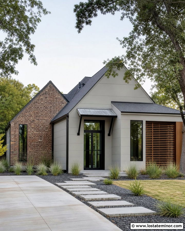 Dove Grey Industrial House With Steel Awning - 30 Dove Grey House Design With Awning Ideas