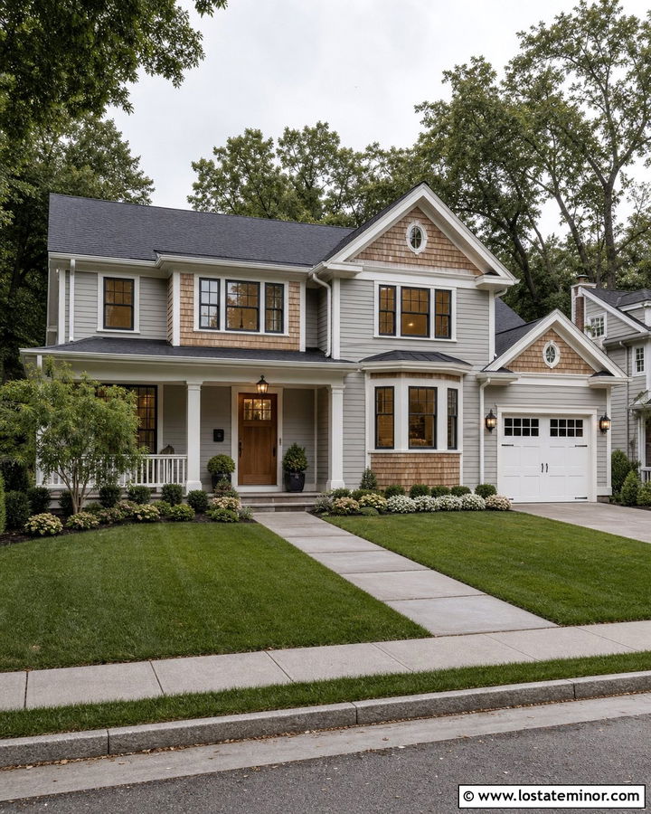 Dove Grey Lap Siding With Cedar Shake - 30 Dove Grey House Design With Cedar Shake Ideas