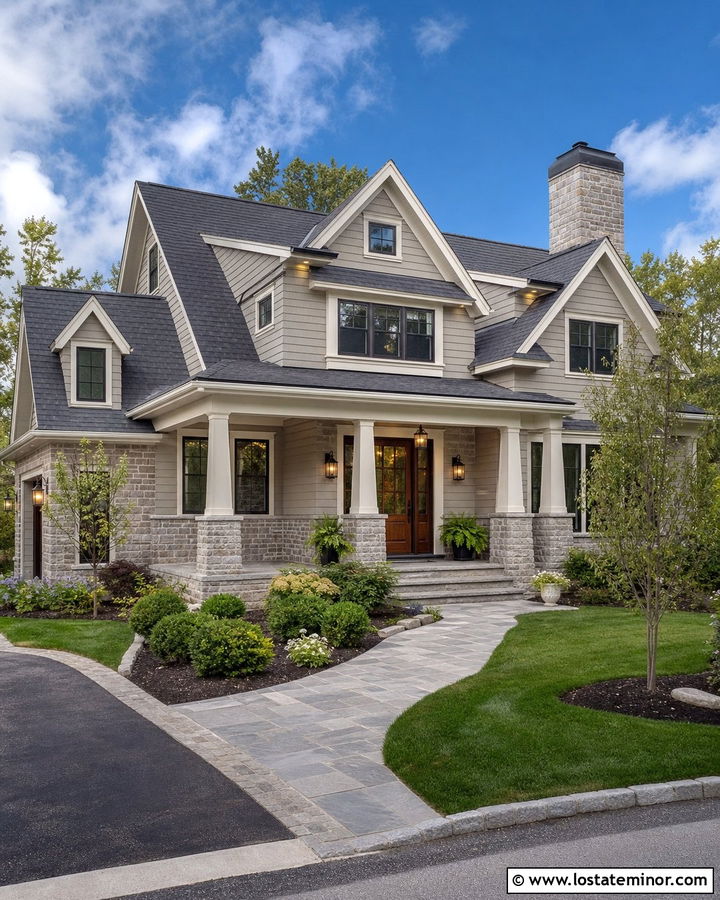 Dove Grey Lap Siding With Stone - 30 Dove Grey House Design With Siding Ideas