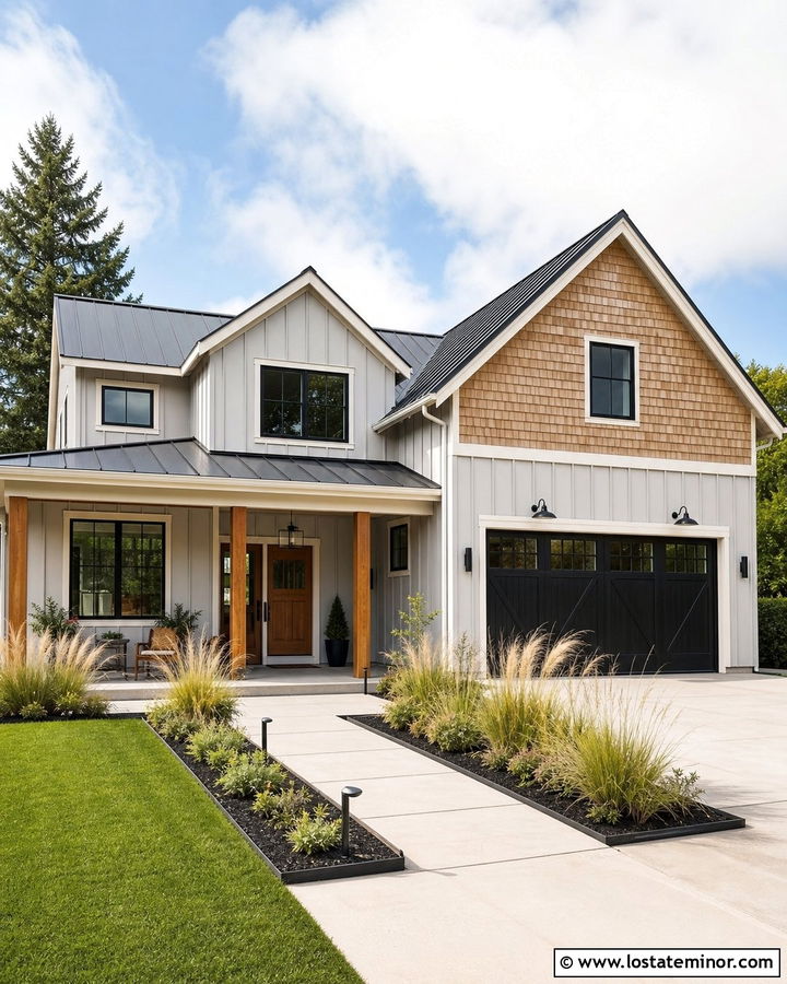 Dove Grey Modern Farmhouse With Cedar Shake - 30 Dove Grey House Design With Cedar Shake Ideas