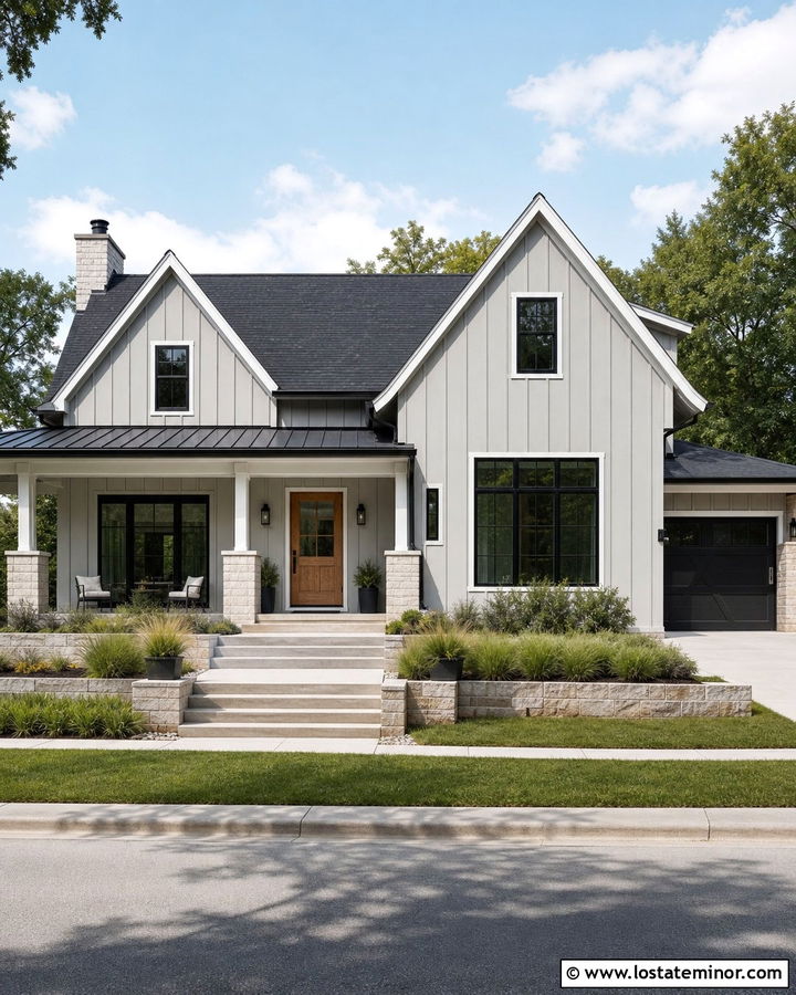 Dove Grey Modern Farmhouse With Shingles - 30 Dove Grey House Design With Shingles Ideas